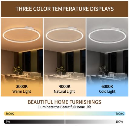 Brilagi - LED-dæmpbar loftlampe PORTOFINO LED/85W/230V 3000-6000K Ø 120 cm hvid + fjernbetjening