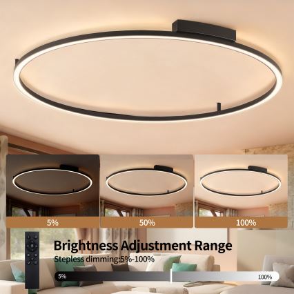 Brilagi - dæmpbar LED-loftlampe PORTOFINO LED/85W/230V 3000-6000K Ø 120 cm sort + fjernbetjening