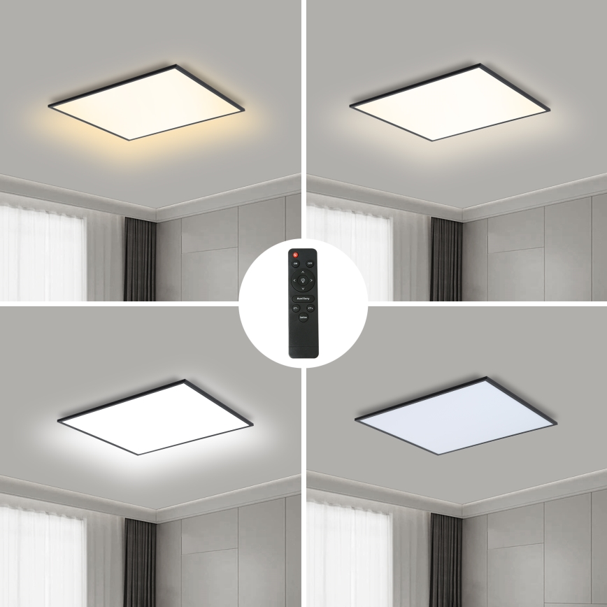 Brilagi - LED dæmpbar loftlampe SLIMFRAME LED/36W/230V 45x45 cm 3000-6000K sort + fjernbetjening