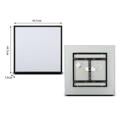 Brilagi - LED dæmpbar loftlampe SLIMFRAME LED/36W/230V 45x45 cm 3000-6000K sort + fjernbetjening