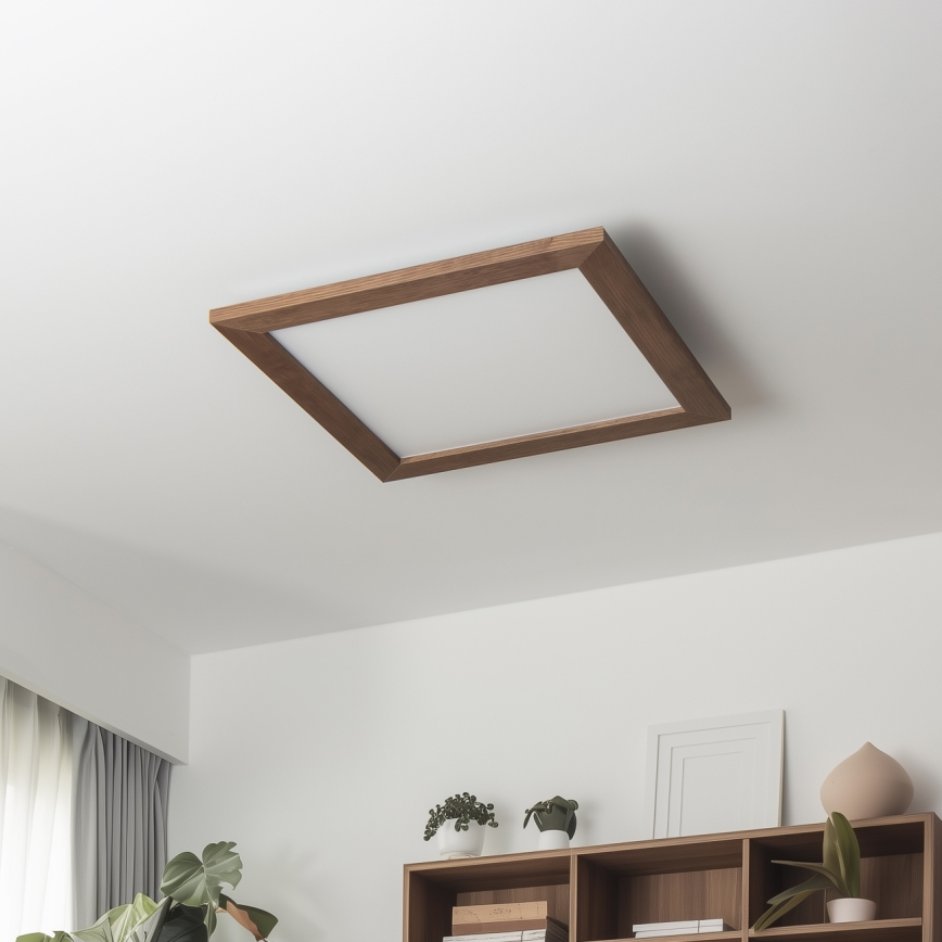 Brilagi - LED dæmpbar loftlampe SLIMFRAME WOOD LED/36W/230V 49,5x49,5 cm 3000-6000K mørkebrun + fjernbetjening