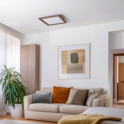 Brilagi - LED dæmpbar loftlampe SLIMFRAME WOOD LED/36W/230V 49,5x49,5 cm 3000-6000K mørkebrun + fjernbetjening
