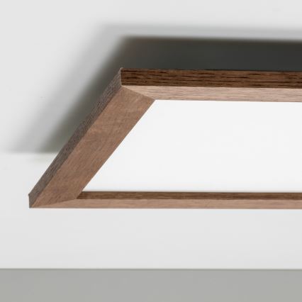 Brilagi - LED dæmpbar loftlampe SLIMFRAME WOOD LED/36W/230V 49,5x49,5 cm 3000-6000K mørkebrun + fjernbetjening