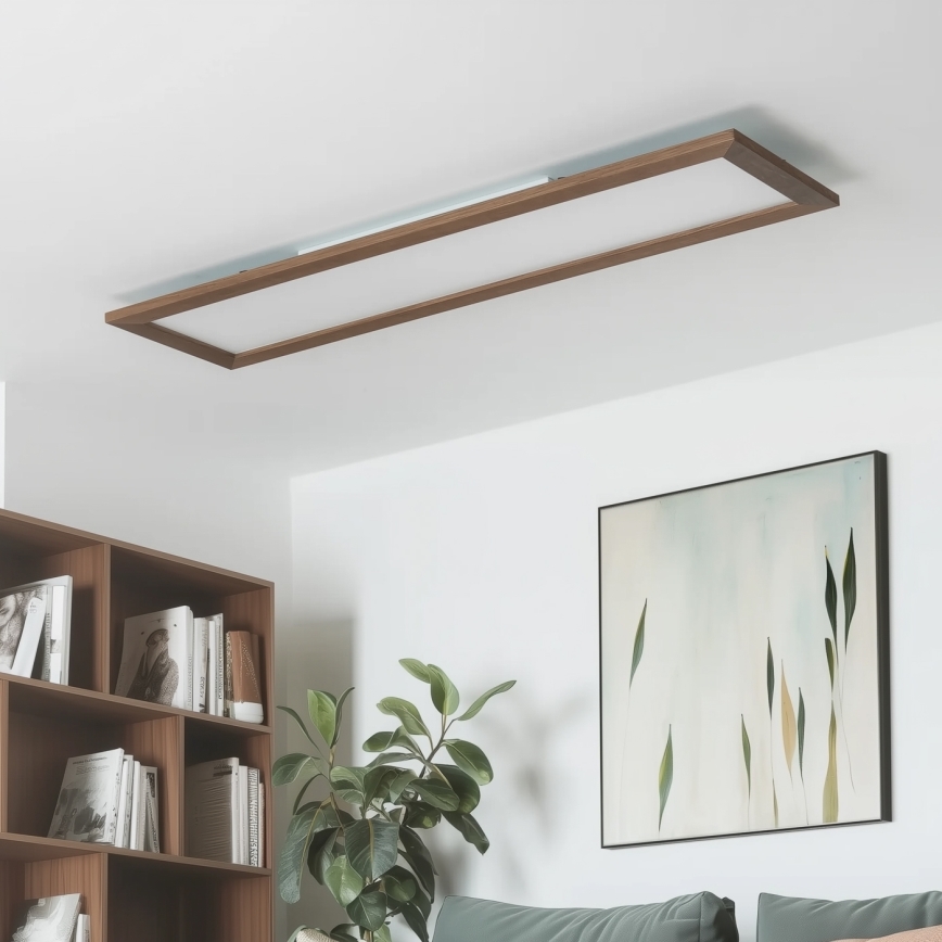 Brilagi - Dæmpbar LED-loftlampe SLIMFRAME WOOD LED/58W/230V 124x34 cm 3000-6000K mørkebrun + fjernbetjening