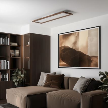 Brilagi - Dæmpbar LED-loftlampe SLIMFRAME WOOD LED/58W/230V 124x34 cm 3000-6000K mørkebrun + fjernbetjening