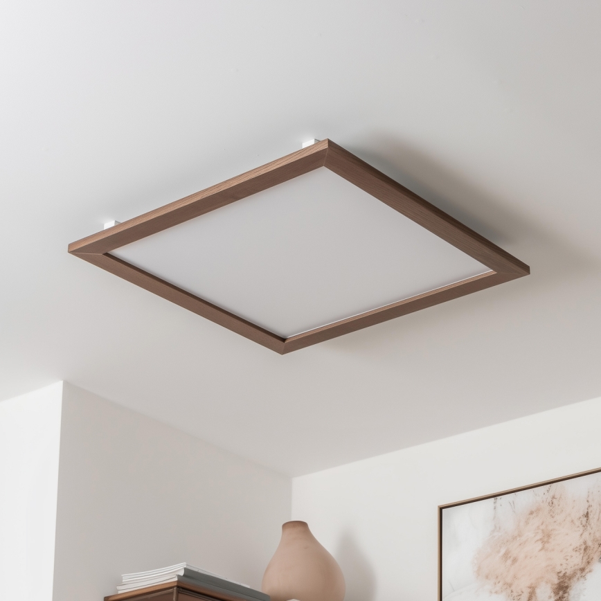 Brilagi - Dæmpbar LED-loftlampe SLIMFRAME WOOD LED/58W/230V 64x64 cm 3000-6000K mørkebrun + fjernbetjening