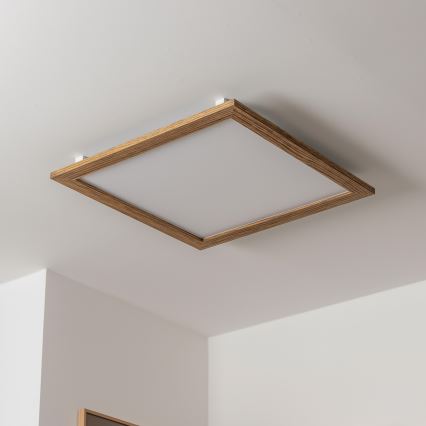 Brilagi - Dæmpbar LED-loftlampe SLIMFRAME WOOD LED/58W/230V 64x64 cm 3000-6000K brun + fjernbetjening