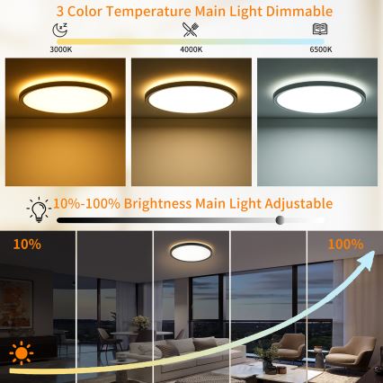 Brilagi - Dæmpbar LED-loftlampe ULTRA SLIM LED/24W/230V 2700-6500K Ø 42 cm sort + fjernbetjening