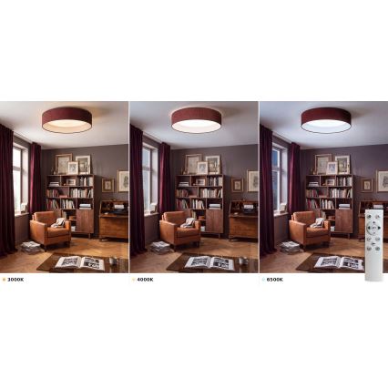 Brilagi - LED-dæmpbar loftlampe VELVET SMART VARI LED/24W/230V 3000–6500K Ø 45 cm vinrød + fjernbetjening