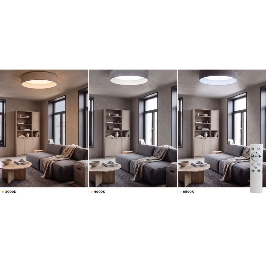 Brilagi - LED-dæmpbar loftlampe VELVET SMART VARI LED/24W/230V 3000-6500K Ø 45 cm grå + fjernbetjening