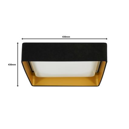 Brilagi - LED dæmpbar loftlampe VELVET SQUARE LED/24W/230V 43x43 cm 3000/4000/6500K + fjernbetjening sort