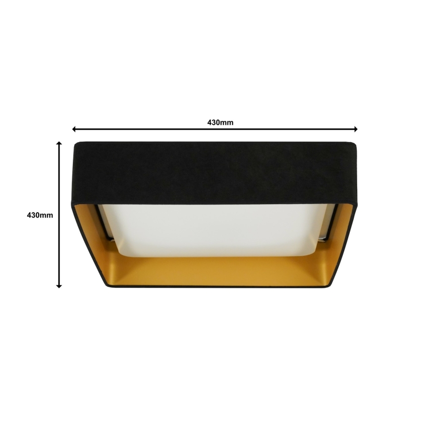 Brilagi - LED dæmpbar loftlampe VELVET SQUARE LED/24W/230V 43x43 cm 3000/4000/6500K + fjernbetjening sort