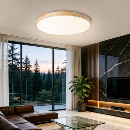Brilagi - Dæmpbar LED-loftlampe WOODLINE LED/100W/230V 3000–6000K eg Ø 80 cm + fjernbetjening