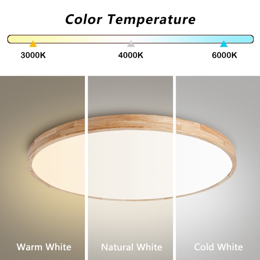 Brilagi - Dæmpbar LED-loftlampe WOODLINE LED/100W/230V 3000–6000K eg Ø 80 cm + fjernbetjening