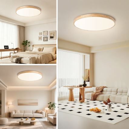 Brilagi - Dæmpbar LED-loftlampe WOODLINE LED/100W/230V 3000–6000K eg Ø 80 cm + fjernbetjening
