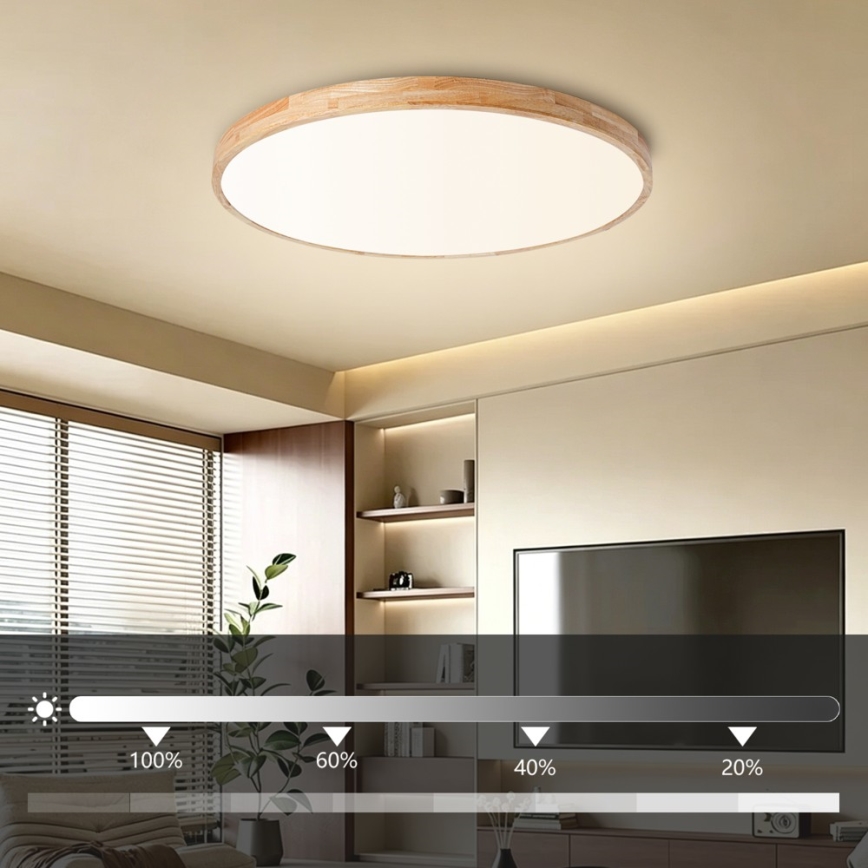 Brilagi - Dæmpbar LED-loftlampe WOODLINE LED/100W/230V 3000–6000K eg Ø 80 cm + fjernbetjening