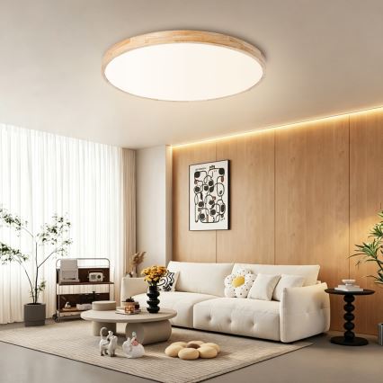 Brilagi - Dæmpbar LED-loftlampe WOODLINE LED/100W/230V 3000–6000K eg Ø 80 cm + fjernbetjening