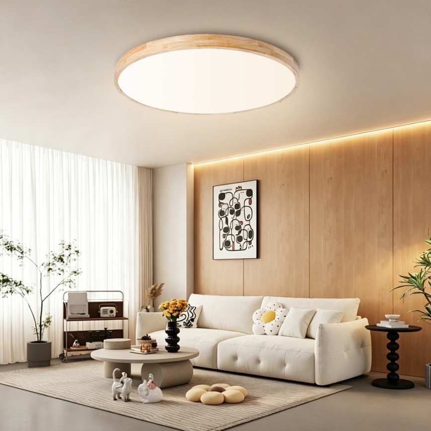 Brilagi - Dæmpbar LED-loftlampe WOODLINE LED/100W/230V 3000–6000K eg Ø 80 cm + fjernbetjening
