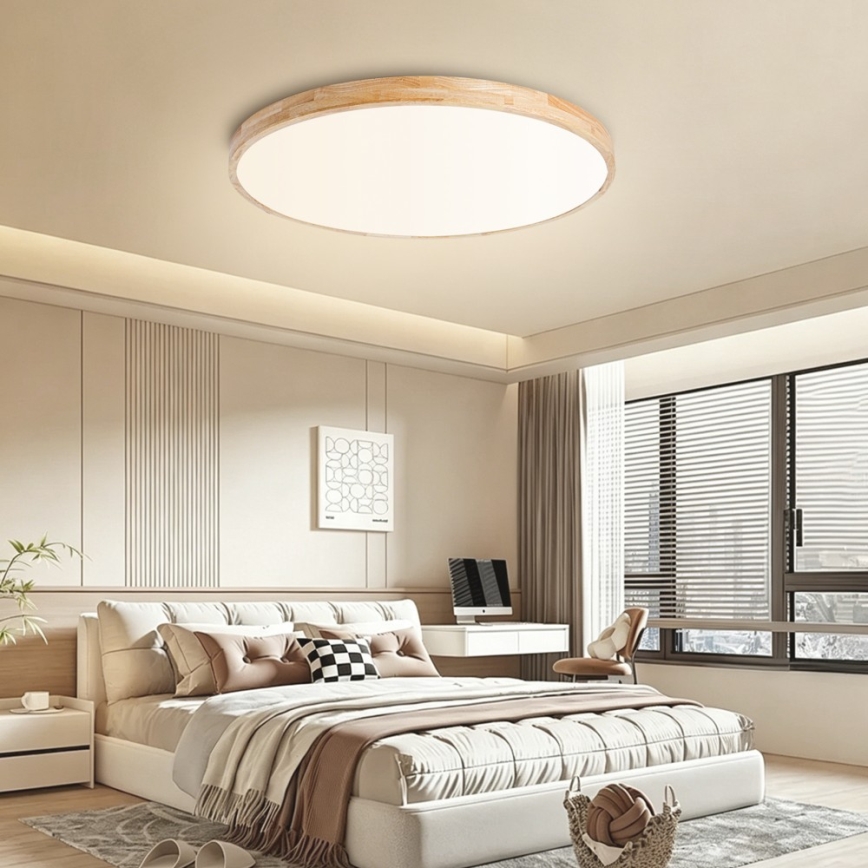 Brilagi - Dæmpbar LED-loftlampe WOODLINE LED/100W/230V 3000–6000K eg Ø 80 cm + fjernbetjening