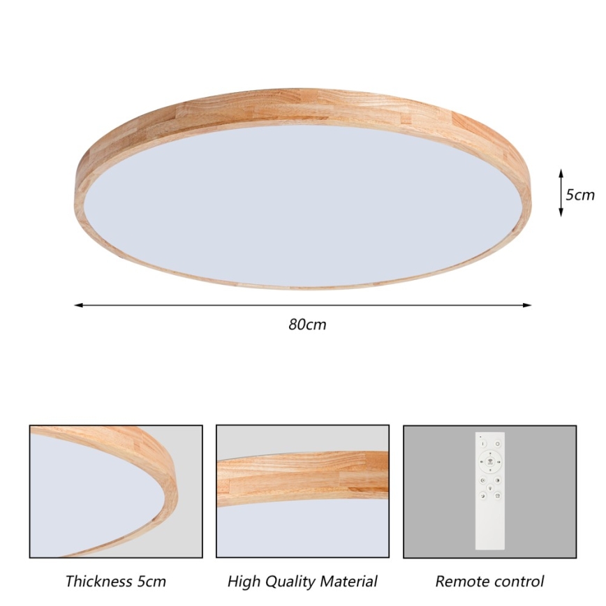 Brilagi - Dæmpbar LED-loftlampe WOODLINE LED/100W/230V 3000–6000K eg Ø 80 cm + fjernbetjening