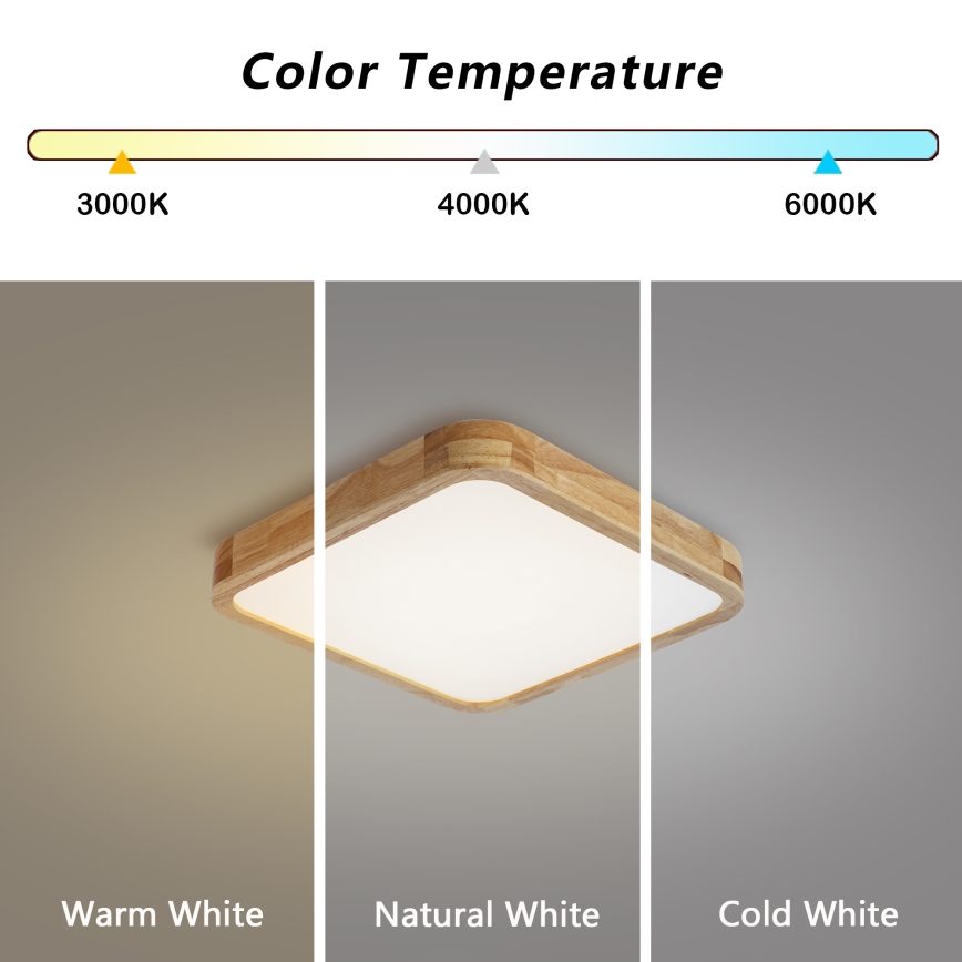 Brilagi - Dæmpbar LED-loftlampe WOODLINE SQUARE LED/48W/230V 3000-6000K eg 40x40 cm + fjernbetjening