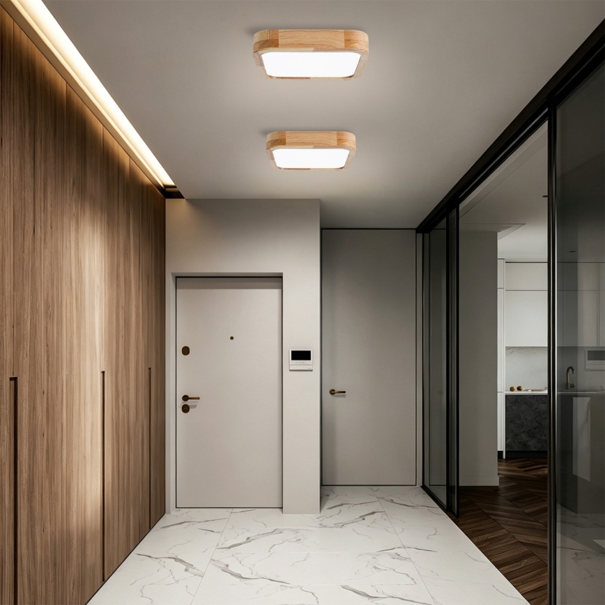 Brilagi - Dæmpbar LED-loftlampe WOODLINE SQUARE LED/48W/230V 3000-6000K eg 40x40 cm + fjernbetjening