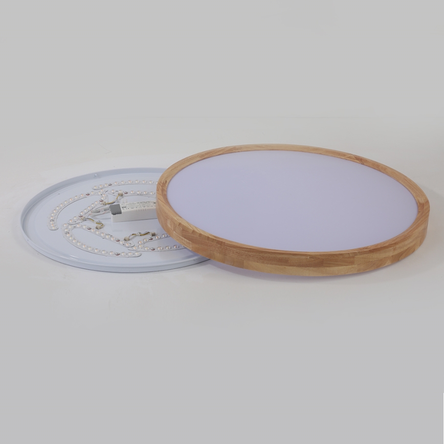 Brilagi - LED dæmpbar loftlampe WOODROUND LED/40W/230V 3000–6000K Ø 60 cm træ CRI 90 + fjernbetjening