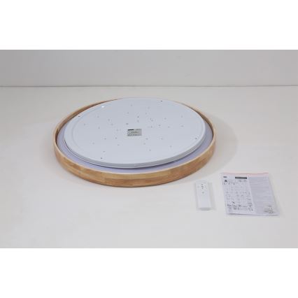 Brilagi - LED dæmpbar loftlampe WOODROUND LED/40W/230V 3000–6000K Ø 60 cm træ CRI 90 + fjernbetjening