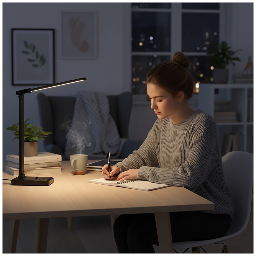 Brilagi - Dæmpbar LED-bordlampe MODO DUO LED/8W/5V 3000/4000/6500K sort