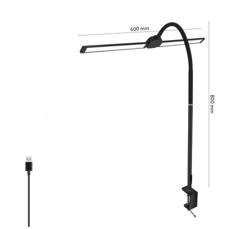 Brilagi - Dæmpbar LED-bordlampe USB VARIO LED/14W/5V 3000-6000K sort