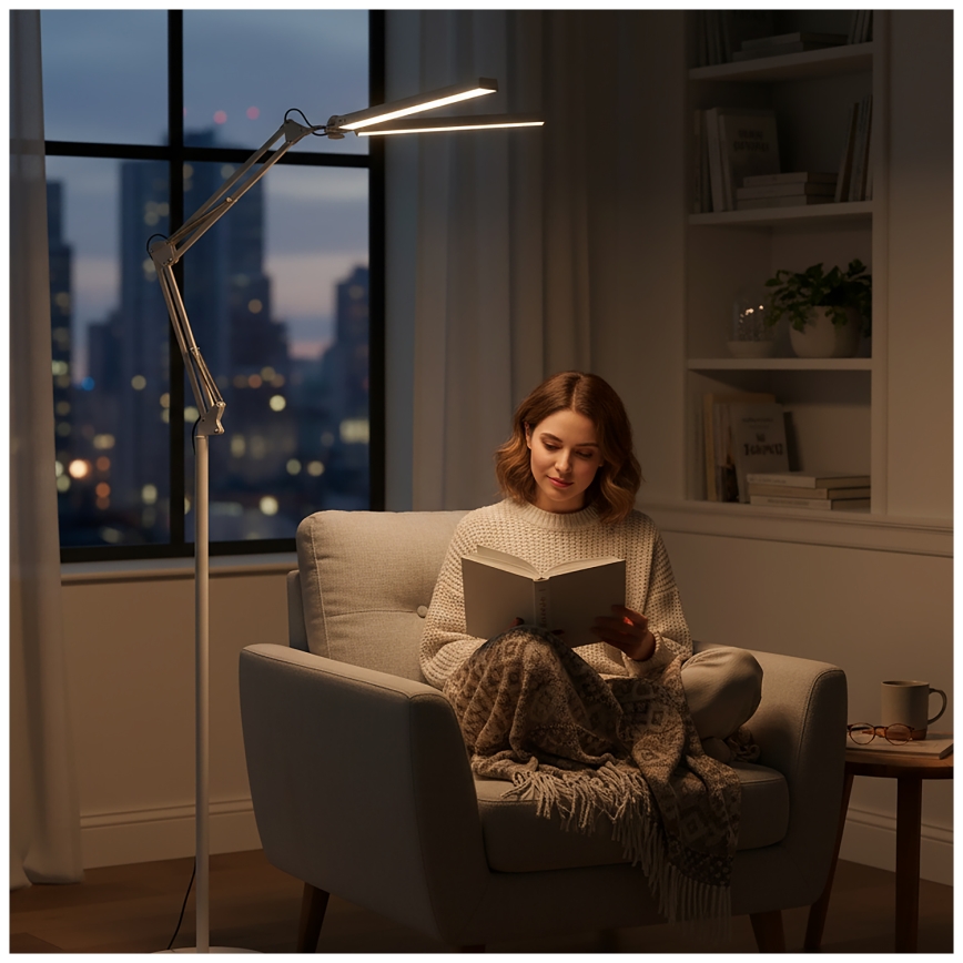 Brilagi - LED Dæmpbar fleksibel gulvlampe VARIO LED/14W/230V 3000-6000K 157 cm hvid