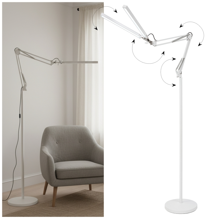 Brilagi - LED Dæmpbar fleksibel gulvlampe VARIO LED/14W/230V 3000-6000K 157 cm hvid