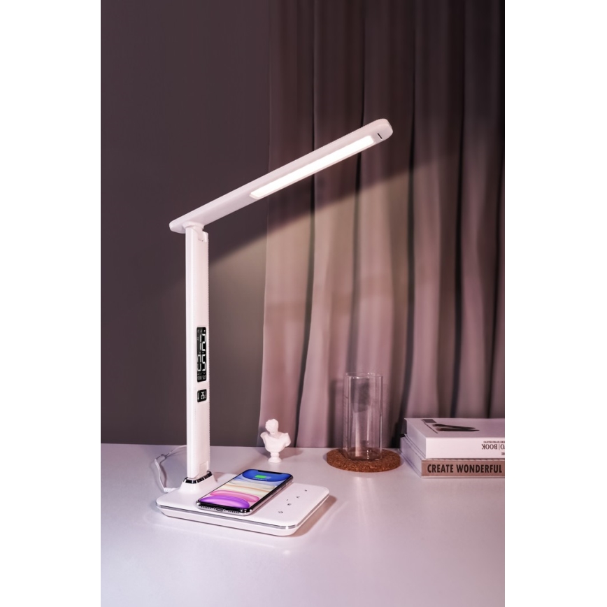 Brilagi - LED dæmpbar bordlampe med trådløs QI-opladning og USB REGINA LED/8,5W/230V hvid