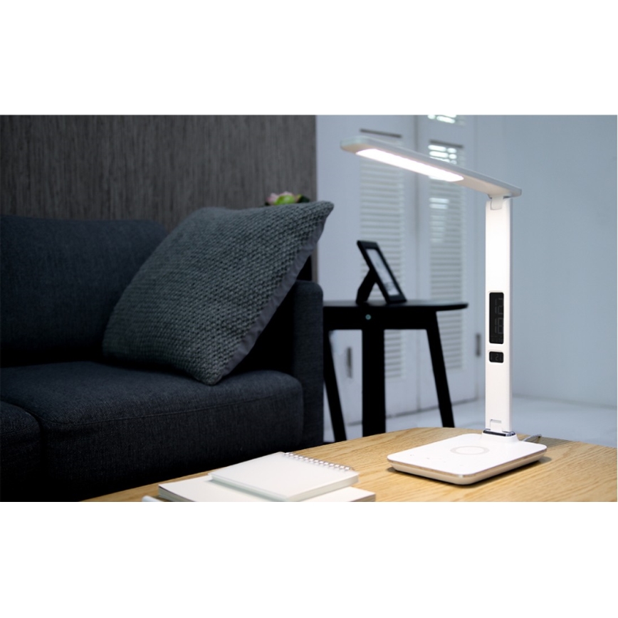 Brilagi - LED dæmpbar bordlampe med trådløs QI-opladning og USB REGINA LED/8,5W/230V hvid