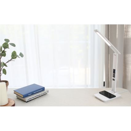 Brilagi - LED dæmpbar bordlampe med trådløs QI-opladning og USB REGINA LED/8,5W/230V hvid