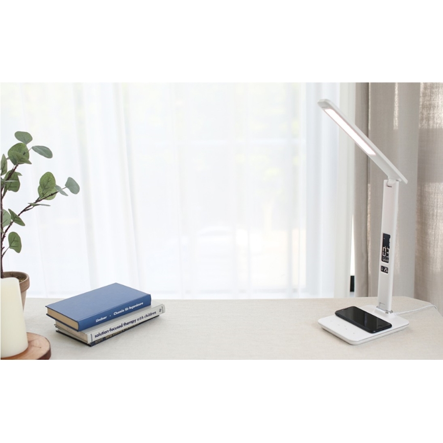 Brilagi - LED dæmpbar bordlampe med trådløs QI-opladning og USB REGINA LED/8,5W/230V hvid