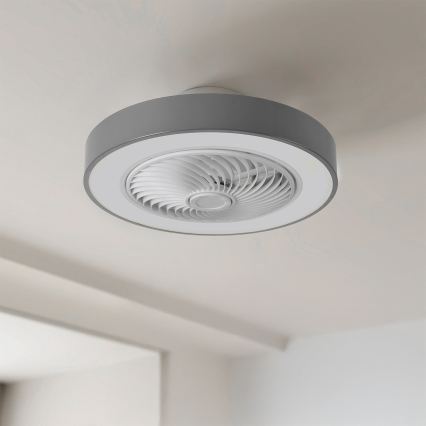 Brilagi - LED-dæmpbar loftlampe med ventilator LED/38W/230V 3000-6500K 3000-6500K Ø 50 cm grå + fjernbetjening