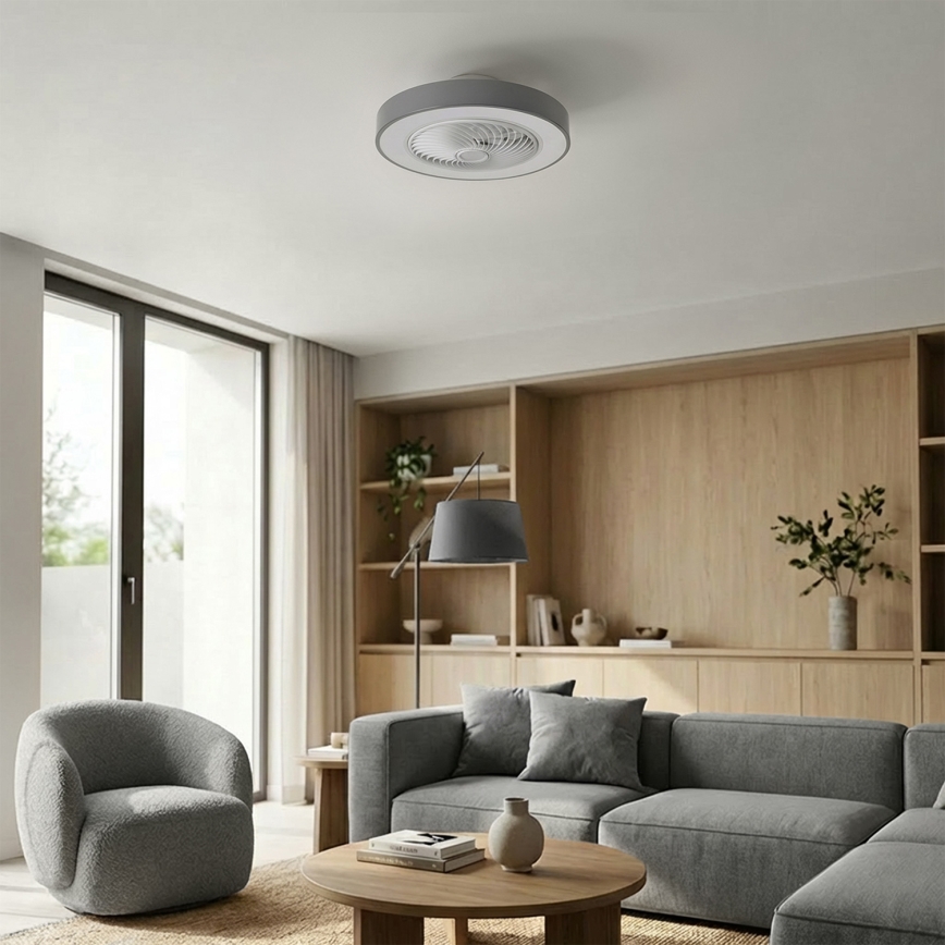 Brilagi - LED-dæmpbar loftlampe med ventilator LED/38W/230V 3000-6500K 3000-6500K Ø 50 cm grå + fjernbetjening