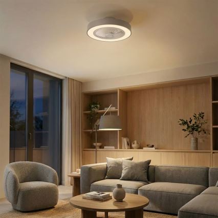 Brilagi - LED-dæmpbar loftlampe med ventilator LED/38W/230V 3000-6500K 3000-6500K Ø 50 cm grå + fjernbetjening