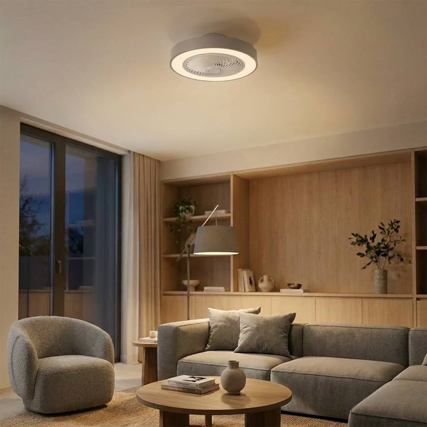 Brilagi - LED-dæmpbar loftlampe med ventilator LED/38W/230V 3000-6500K 3000-6500K Ø 50 cm grå + fjernbetjening