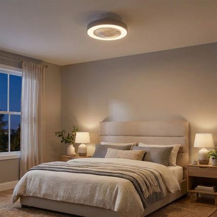 Brilagi - LED-dæmpbar loftlampe med ventilator LED/38W/230V 3000-6500K 3000-6500K Ø 50 cm grå + fjernbetjening