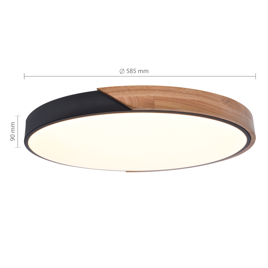 Brilagi - dæmpbar LED-loftlampe PILANA LED/60W/230V 3000-6500K eg/sort Ø 58,5 cm + fjernbetjening