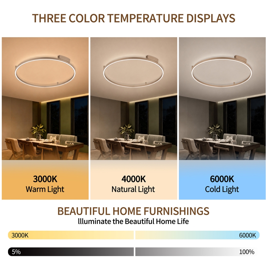 Brilagi - LED Dæmpbar loftlampe PORTOFINO LED/60W/230V 3000-6000K Ø 80 cm beige + fjernbetjening