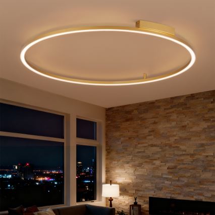 Brilagi - LED-dæmpbar loftlampe PORTOFINO LED/85W/230V 3000-6000K Ø 120 cm guldfarvet + fjernbetjening