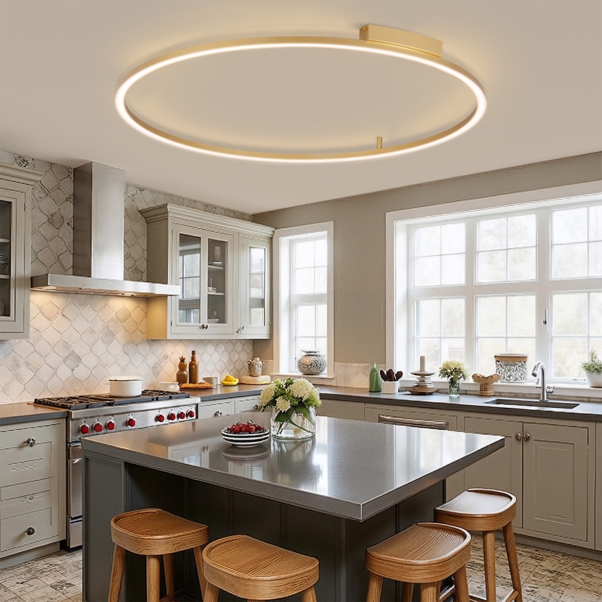 Brilagi - LED-dæmpbar loftlampe PORTOFINO LED/85W/230V 3000-6000K Ø 120 cm guldfarvet + fjernbetjening