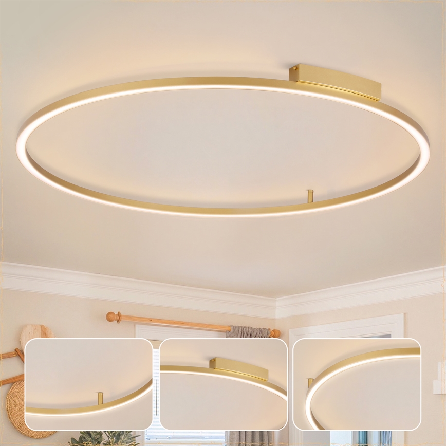 Brilagi - LED-dæmpbar loftlampe PORTOFINO LED/85W/230V 3000-6000K Ø 120 cm guldfarvet + fjernbetjening