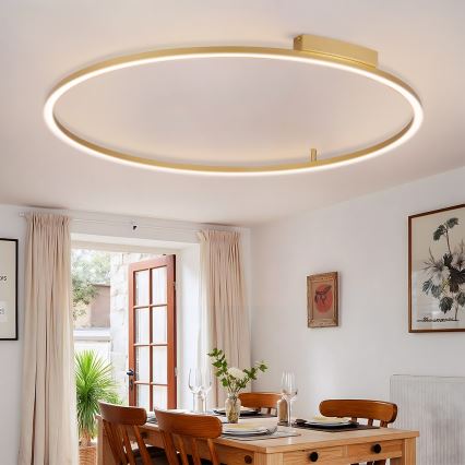 Brilagi - LED-dæmpbar loftlampe PORTOFINO LED/85W/230V 3000-6000K Ø 120 cm guldfarvet + fjernbetjening