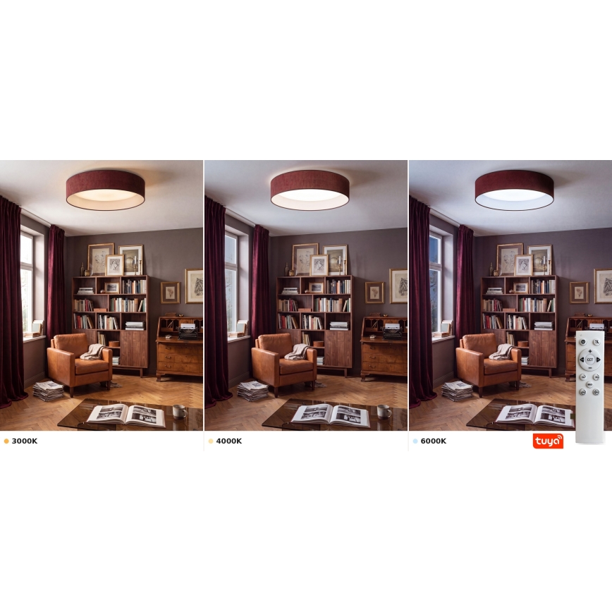Brilagi - Dæmpbar LED-loftlampe VELVET SMARTIX STARS LED/36W/230V 3000–6000K Ø 55 cm vinrød Wi‑Fi Tuya Beacon + fjernbetjening