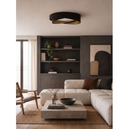BRILAGI - LED Dæmpbar loftlampe VELVET TWIST LED/36W/230V 3000-6000K Ø 65 cm Wi‑Fi Tuya Beacon sort/guld + med fjernbetjening