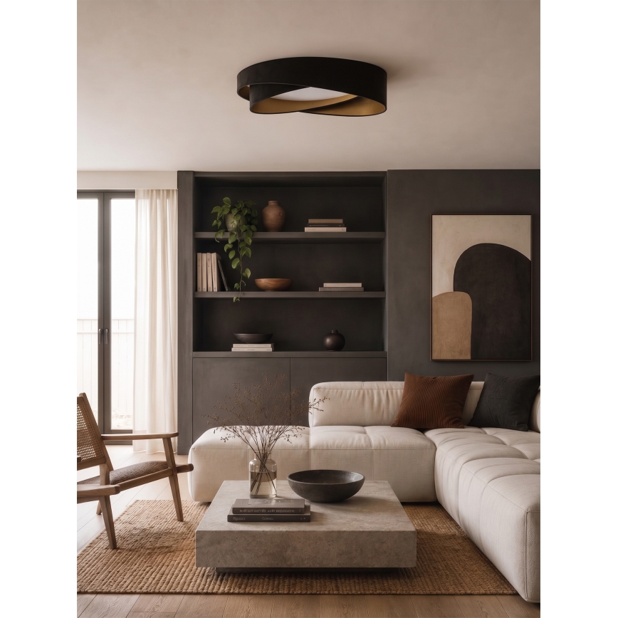 BRILAGI - LED Dæmpbar loftlampe VELVET TWIST LED/36W/230V 3000-6000K Ø 65 cm Wi‑Fi Tuya Beacon sort/guld + med fjernbetjening